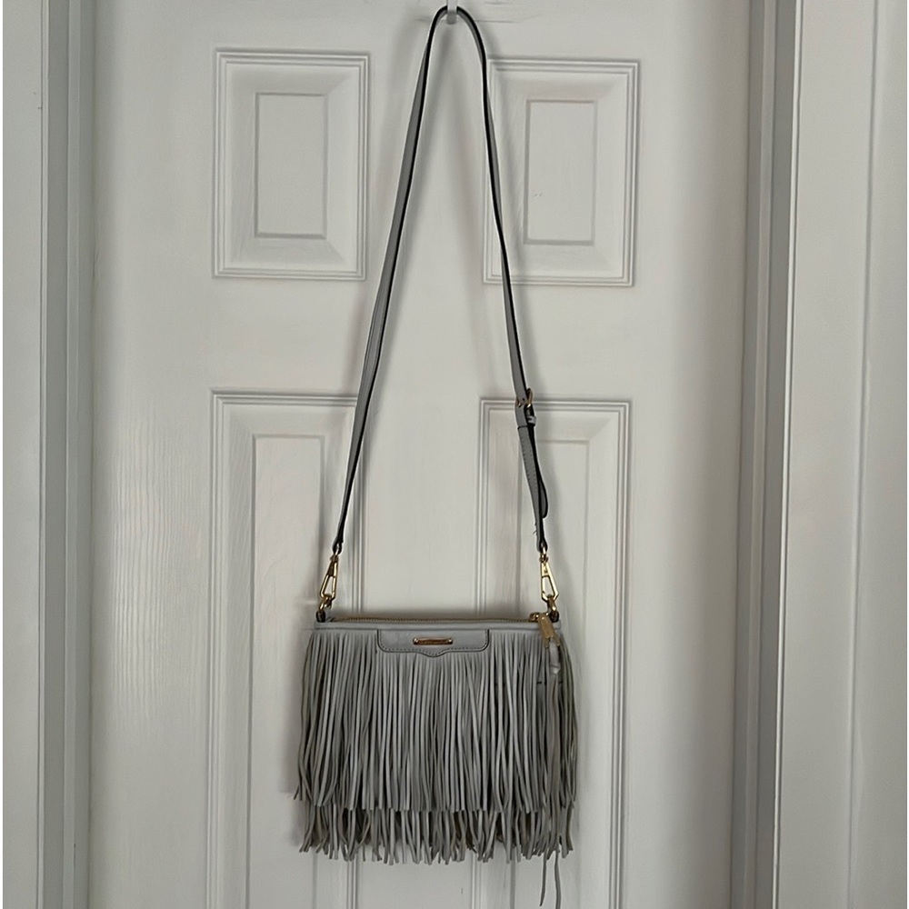 Rebecca Minkoff Finn cross body bag in light gray. - Picture 2 of 6